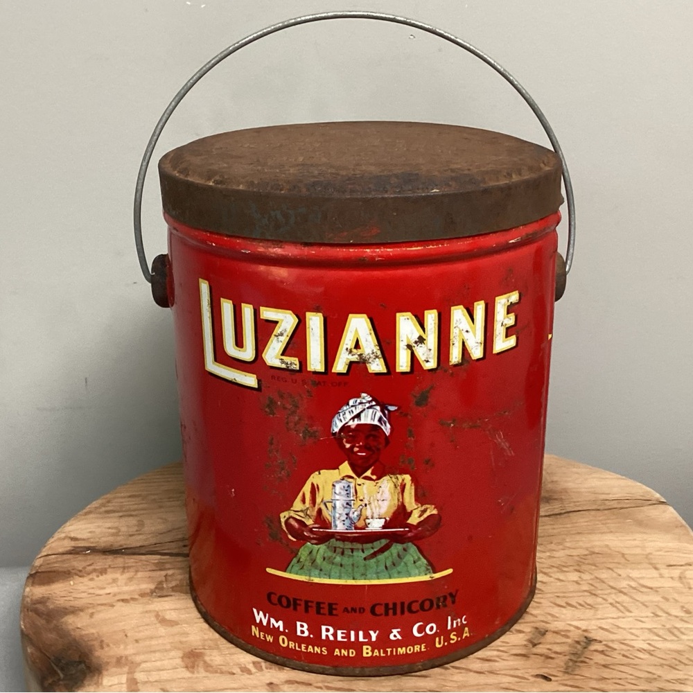 🔴 Vintage - Antique? - Luzianne Coffee And Chicory Tin w/ Lid - Collectible - Picture 1 of 16